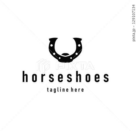 Horseshoe logo concept, illustration of a vintage retro symbol, a simple, modern Texas horseshoe concept and as a symbol of a product brand or template illustration. 129107134