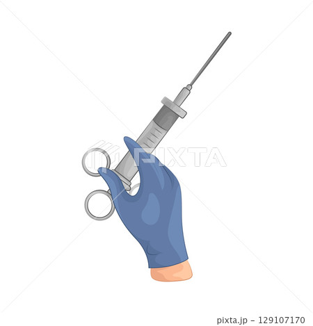Illustration of Hand Holding Syringe Illustration of Hand Holding Syringe 129107170