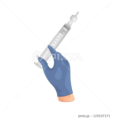 Illustration of Hand Holding Syringe Illustration of Hand Holding Syringe 129107171