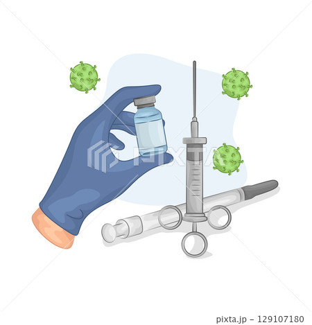 Illustration of Syringe and Vial 129107180