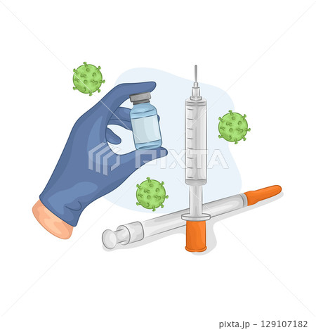 Illustration of Syringe and Vial 129107182