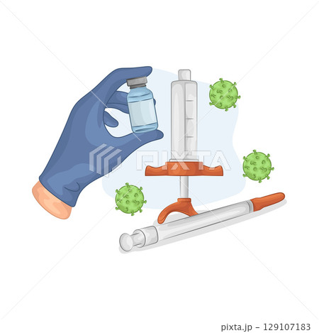 Illustration of Syringe and Vial 129107183