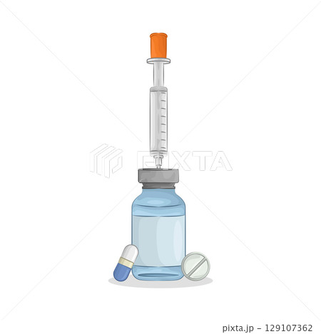 Illustration of Syringe and Vial Illustration of Syringe and Vial 129107362