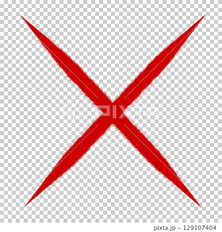 Red hand-drawn cross mark on transparent background Red hand-drawn cross mark on transparent background 129107404