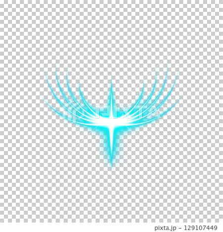 Glowing blue abstract bird wings on a transparent background Glowing blue abstract bird wings on a transparent background 129107449