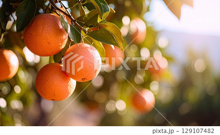 木に実るグレープフルーツ 木に実るグレープフルーツ 129107482