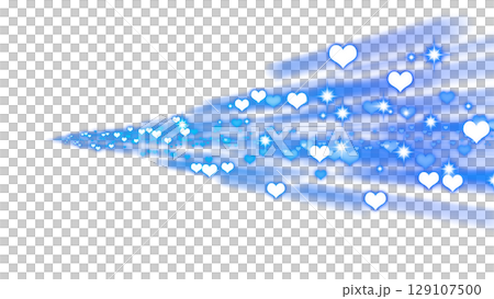透明背景上的藍色心型燈光效果 129107500