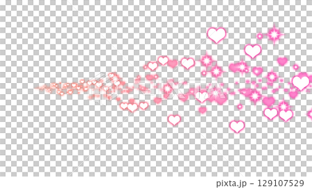 Red and pink heart sparkle light trail on transparent background Red and pink heart sparkle light trail on transparent background 129107529