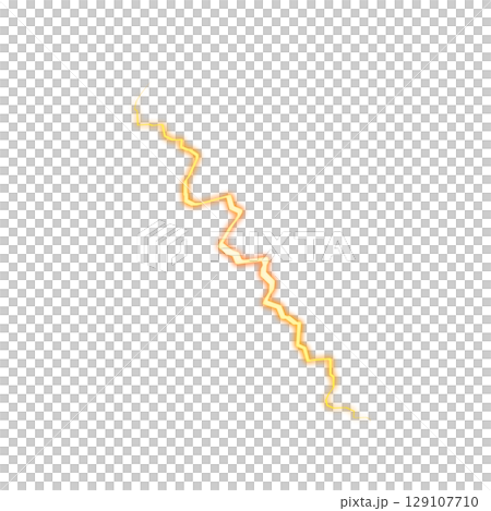 透明背景のオレンジ色の縦型稲妻ボルト 透明背景のオレンジ色の縦型稲妻ボルト 129107710