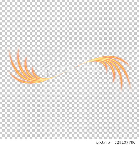 Orange curved flame energy splash effect on transparent background Orange curved flame energy splash effect on transparent background 129107796