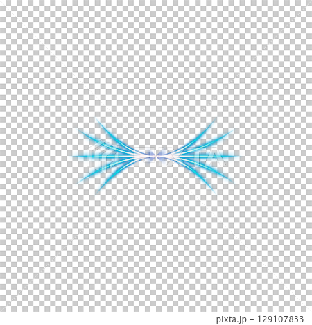 Blue symmetrical radiant energy burst effect on transparent background 129107833