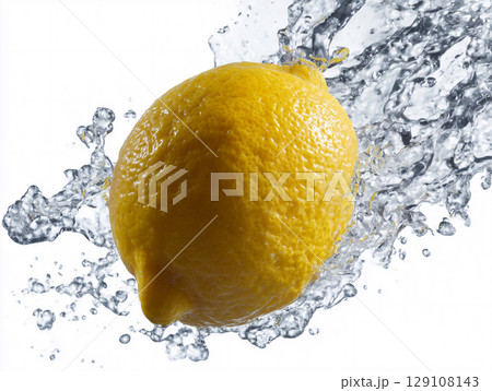新鮮な野菜と果物に水しぶきがかかる瞬間 129108143