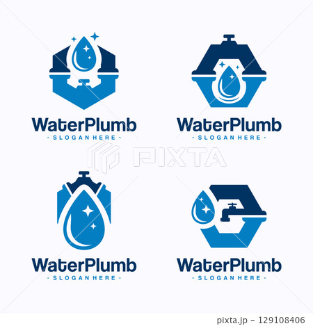 Set of water plumbing icon vector. House maintenance logo design template. 129108406