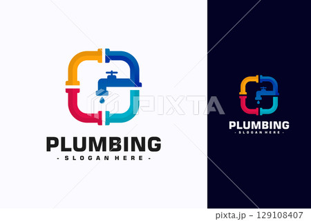 Plumbing logo design template. Vector illustration 129108407