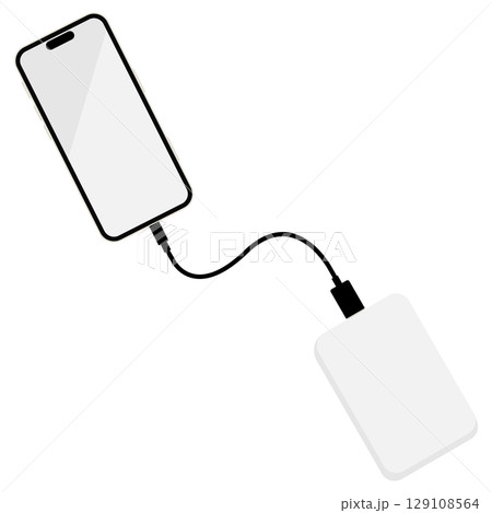 充電をするスマートフォンのイラスト素材 充電をするスマートフォンのイラスト素材 129108564