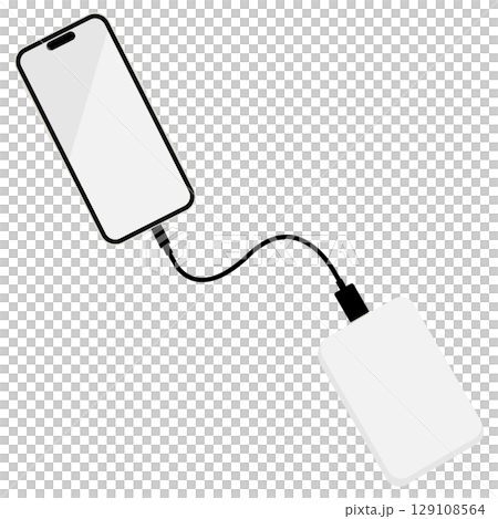 正在充電的智慧型手機的插畫素材 129108564