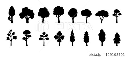 Tree set element icon. Black and white Vector Illustration Tree set element icon. Black and white Vector Illustration 129108591