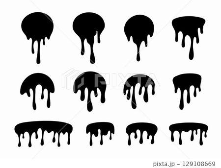 Black melting paint labels. Black and white Vector Illustration Black melting paint labels. Black and white Vector Illustration 129108669