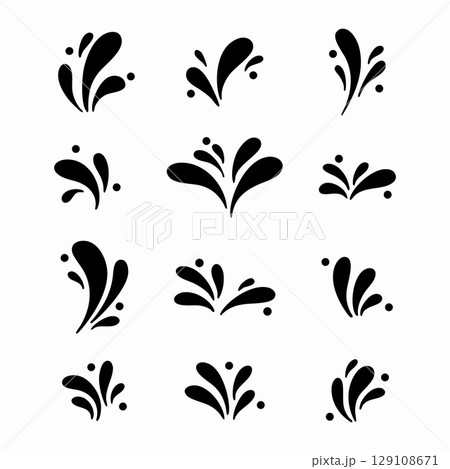 Water spray and droplets. Black and white Vector Illustration Water spray and droplets. Black and white Vector Illustration 129108671