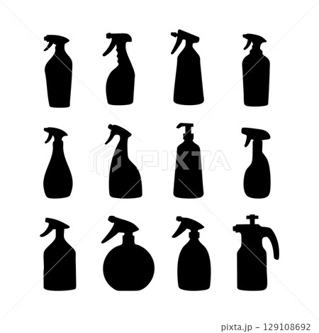 Water spray silhouettes. Black and white Vector Illustration 129108692