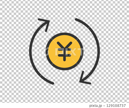 日圓和重複箭頭圖示(貨幣流通/自動付款)|簡單向量 日圓和重複箭頭圖示(貨幣流通/自動付款)|簡單向量 129108737