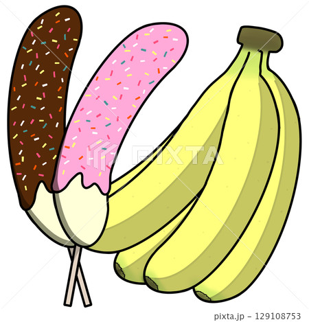 バナナとチョコバナナのイラスト バナナとチョコバナナのイラスト 129108753