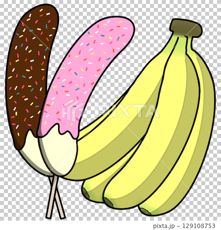 バナナとチョコバナナのイラスト バナナとチョコバナナのイラスト 129108753