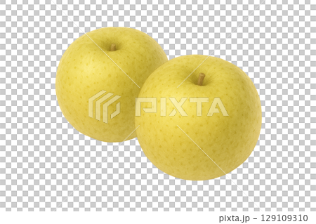 青梨2個の水彩イラスト（切り抜き） 129109310