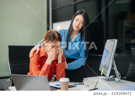 workplace stress and conflict with this intense scene of professionals in a heated office discussion with team member, bad work, 129109471