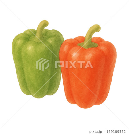 ピーマンと赤パプリカのイラスト（切り抜き） 129109552