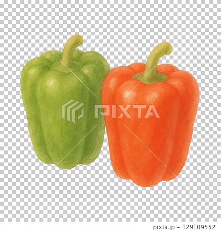 ピーマンと赤パプリカのイラスト（切り抜き） 129109552