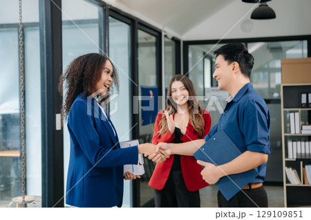 Business partnership meeting concept. Image businessmans handshake. Successful businessmen handshaking 129109851