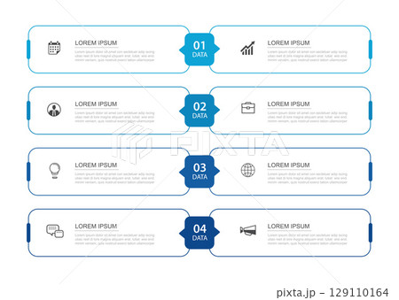 4 data infographics thin line index template. Illustration abstract background. 4 data infographics thin line index template. Illustration abstract background. 129110164