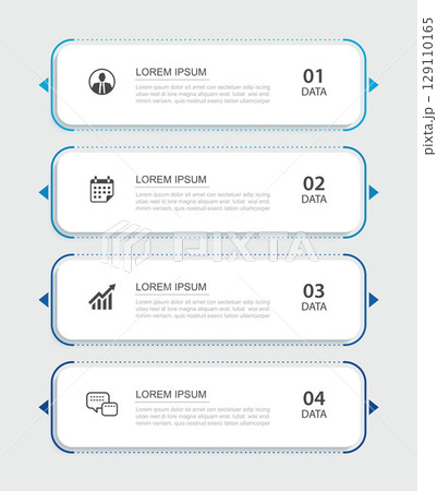 4 infographics data rectangle tab index template. Illustration business abstract background. 4 infographics data rectangle tab index template. Illustration business abstract background. 129110165