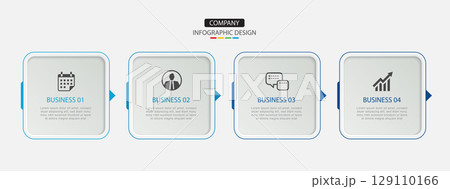 4 data infographics square timeline template. Illustration business abstract background. 4 data infographics square timeline template. Illustration business abstract background. 129110166