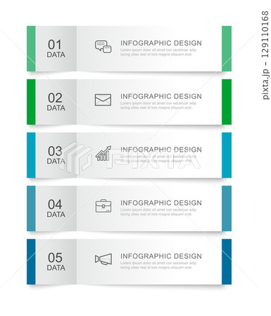 5 data infographics rectangle tab index template. Illustration business abstract background. 5 data infographics rectangle tab index template. Illustration business abstract background. 129110168
