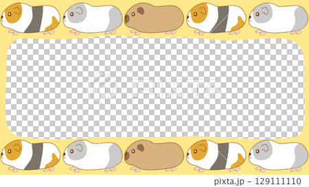 一個可愛的框架背景，有多隻天竺鼠排成一排行走 129111110