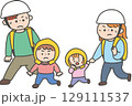 避難する家族 129111537