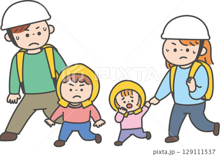 避難する家族 避難する家族 129111537