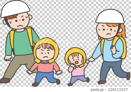 避難する家族 避難する家族 129111537