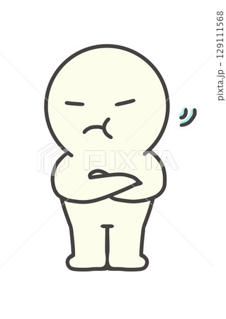 怒る　ふてくされる　不機嫌　そっぽを向く　シンプル　人物　丸顔　キャラクター 129111568