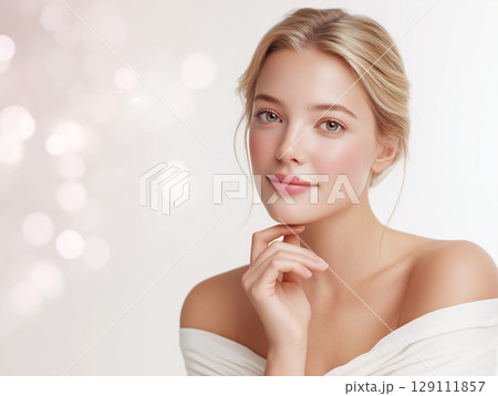 オフショルダー姿のナチュラルビューティー 129111857