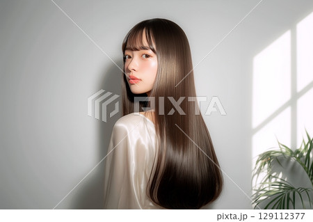 ロングヘアの美しい女性「AI生成画像」 129112377