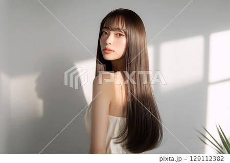 ロングヘアの美しい女性「AI生成画像」 129112382