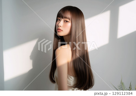 ロングヘアの美しい女性「AI生成画像」 129112384
