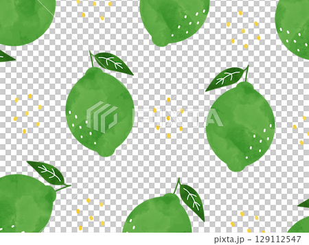 Watercolor background illustration of lime with leaves 129112547