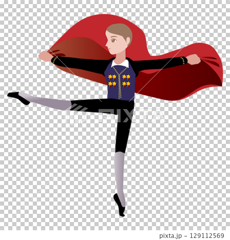 Illustration of a dancer_Image of a ballet dancer dancing the role of a bullfighter from the ballet "Don Quixote" 129112569