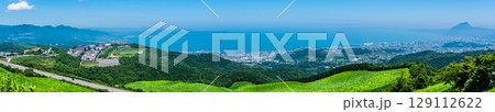 十文字原展望台から別府市の眺め パノラマ【大分県別府市】 十文字原展望台から別府市の眺め パノラマ【大分県別府市】 129112622