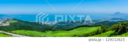 十文字原展望台から別府市の眺め　パノラマ【大分県別府市】 129112623