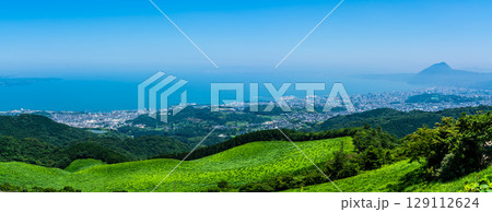 十文字原展望台から別府市の眺め　パノラマ【大分県別府市】 129112624
